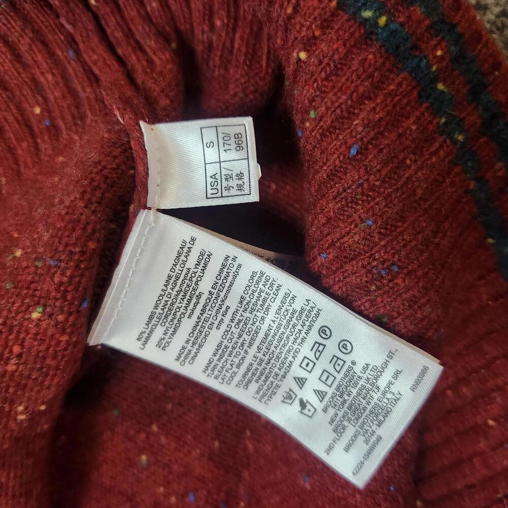 Brooks Brothers Sweater Red Long Sleeve Lambswool Men's Size Small NWT - Picture 5 of 8